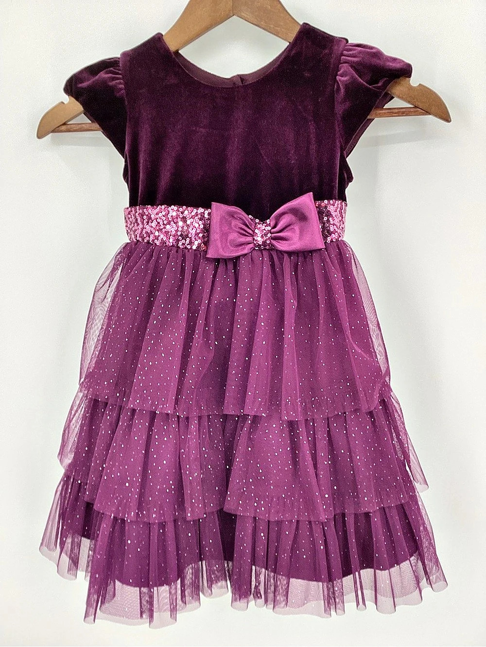 Jona Michelle burgundy Ruffle Tulle Formal Dress Size 4T